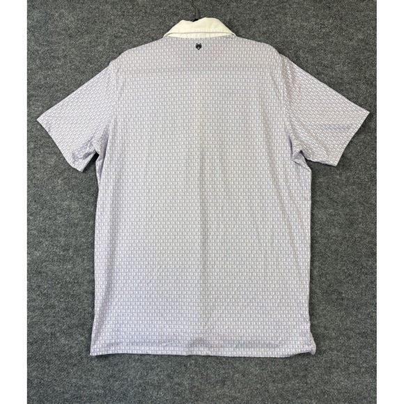Greyson Golf Polo Shirt Mens Large Purple White Geometric Wolf Logo Performance - Picture 6 of 9